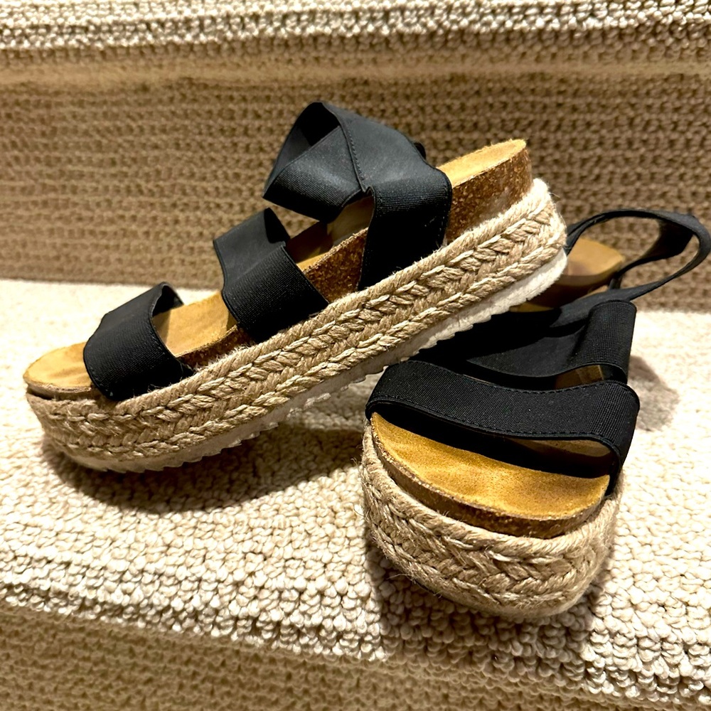 Steve Madden Platform Sandals Black Elastic Size 5 Kimmie